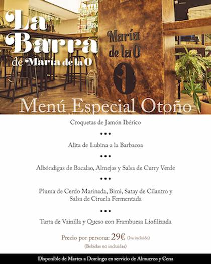 Menú degustación en el gastrobar restaurante maría de la o hotel abades nevada palace 4* granada Menú degustación en el gastrobar restaurante maría de la o hotel abades nevada palace 4* granada